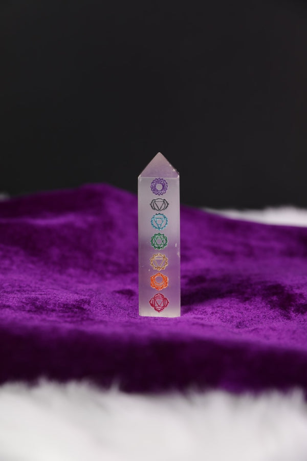 7 Chakra Selenite Tower